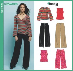 6414 NEW LOOK PANTS 2 LENGTHS, STRETCH KNIT TOPS SLEEVES OR NOT PATTERN 8-18 UNCUT